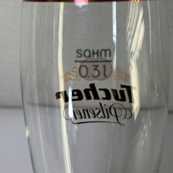 Tucher Pilsener 0.3L German Beer Glass Footed Gold Rim Barware - Picture 3 of 8